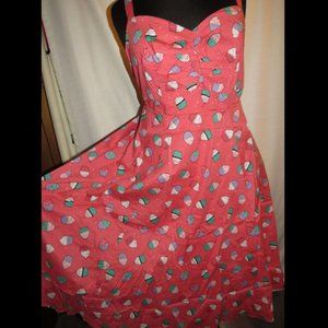 Torrid cupcake print poplin fit & flare dress, pockets, Plus size 3X(22-24)
